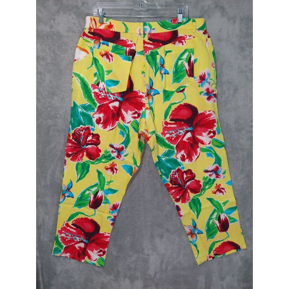 Ralph Lauren Pants Womens 14W Linen Cottagecore Floral Tropical Coastal Beachy - Picture 2 of 9